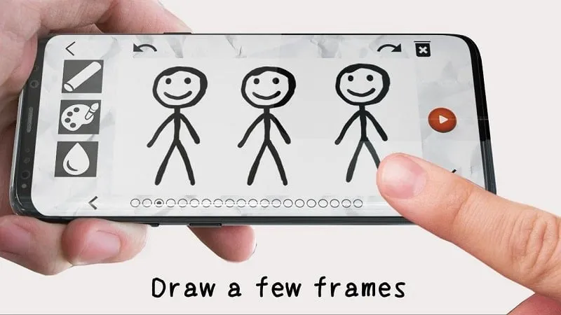 Giao diện và công cụ vẽ của Stickman draw animation mod