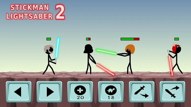 Instalando Stickman Lightsaber Warriors 2 MOD APK en un teléfono Android.