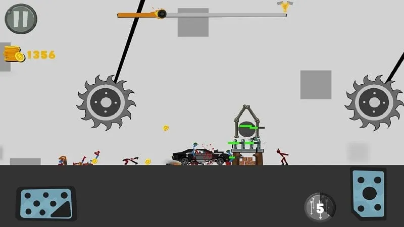 Diversos veículos disponíveis no Stickman Race Destruction 2.