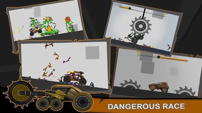 Stickman navigating a challenging course in Stickman Race Destruction 2.