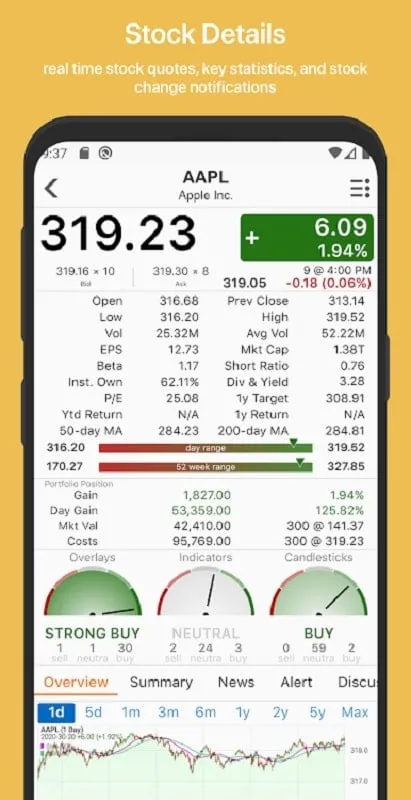 Managing stock portfolio in Stock Master MOD APK
