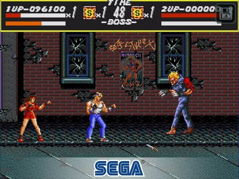 Chọn nhân vật trong game Streets of Rage Classic.