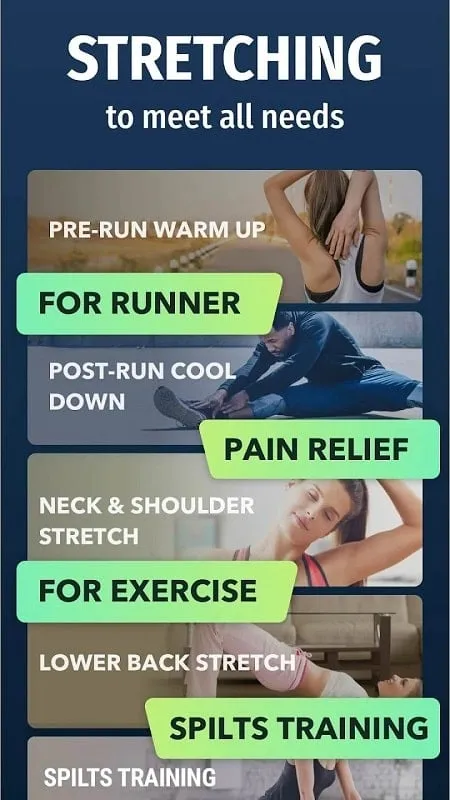 Stretch Exercise mod apk menampilkan fitur jadwal harian