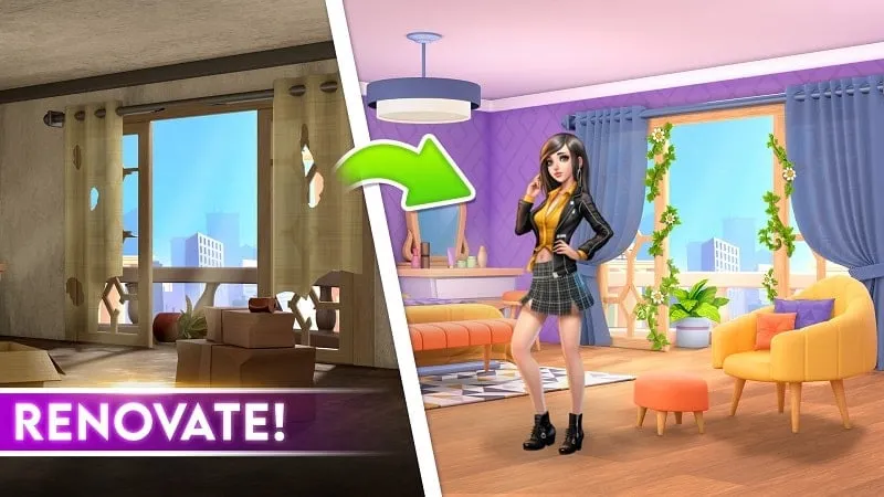 Style Makeover initial screen showcasing the character and room customization options.