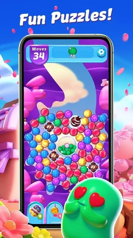 Representasi visual dari fitur tak terbatas yang tersedia di mod Sugar Blast.