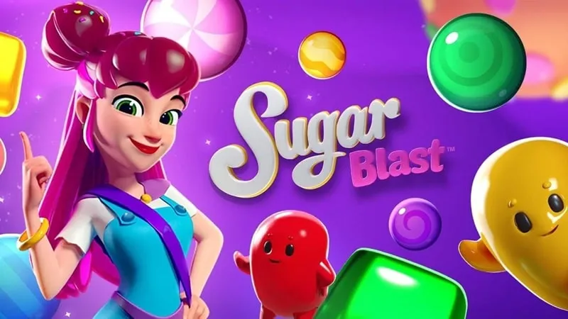 Starting the Sugar Blast game on a mobile device.