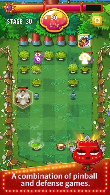 Hình ảnh gameplay Super Mushroom VS Bacteria với nhiều loại nấm và vi khuẩn.