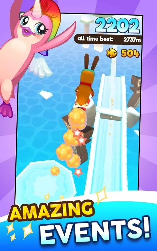 Tienda o menú de mejoras en Super Penguins para mejorar personajes y obtener objetos.