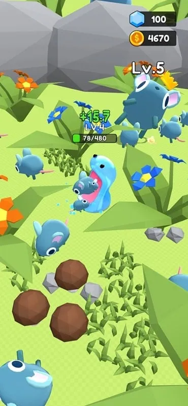 Hình ảnh gameplay Super Slime mod, hiển thị chất nhờn đang nuốt một chiếc xe.