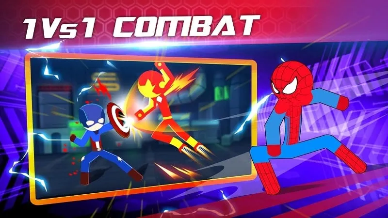 Tampilan gameplay Super Stickman Heroes Fight Mod