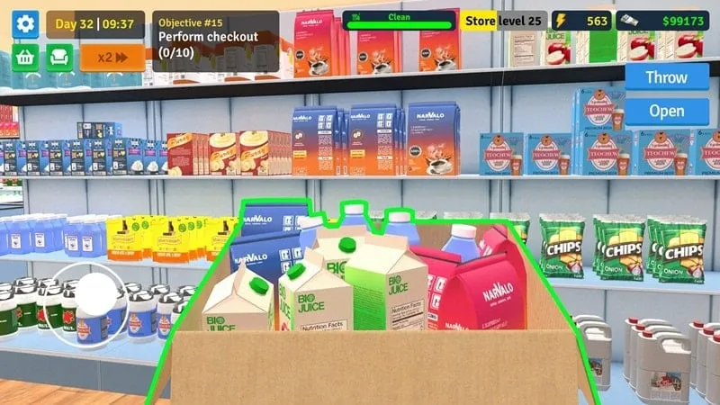 Tangkapan layar Supermarket Simulator Store MOD APK yang menampilkan hadiah gratis.