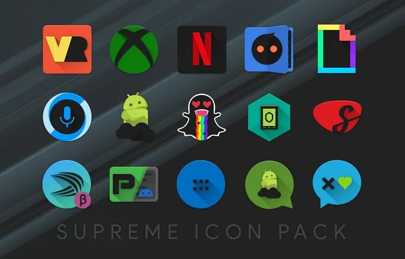 Different Icon Pack themes showcased within the app