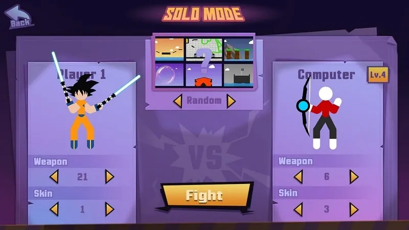 Supreme Stickman Fighter MOD APK chơi game với vũ khí đã mở khóa