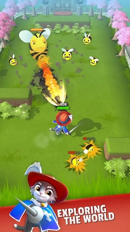 Screenshot gameplay efek damage tinggi di Survivor Hero Smash.io.