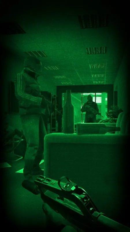 Escena de juego de SWAT Shooter Police Action FPS que muestra un enfoque táctico.