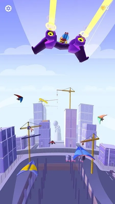 Personaje balanceándose por la ciudad en Swing Loops.