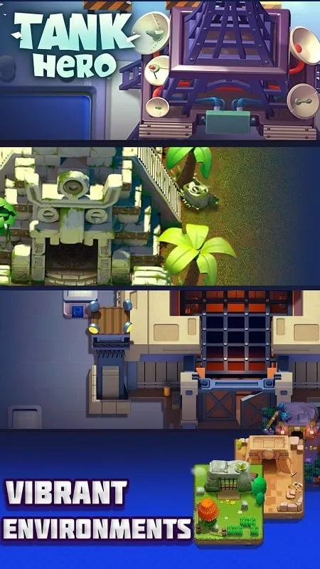Screenshot of the Tank Hero game showcasing the diverse range of tanks available.
