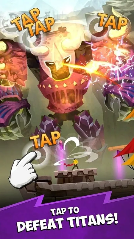 Tap Titans 2 mod gameplay with active menu.