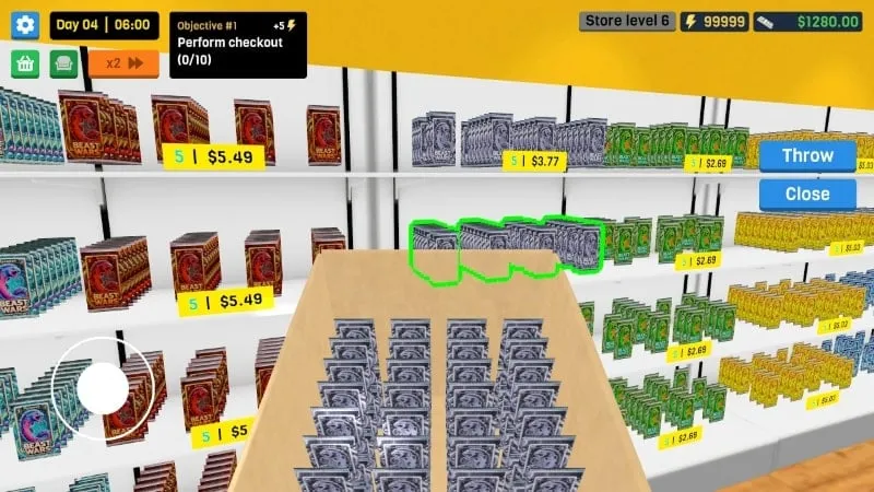 A display of various cards available in the game.