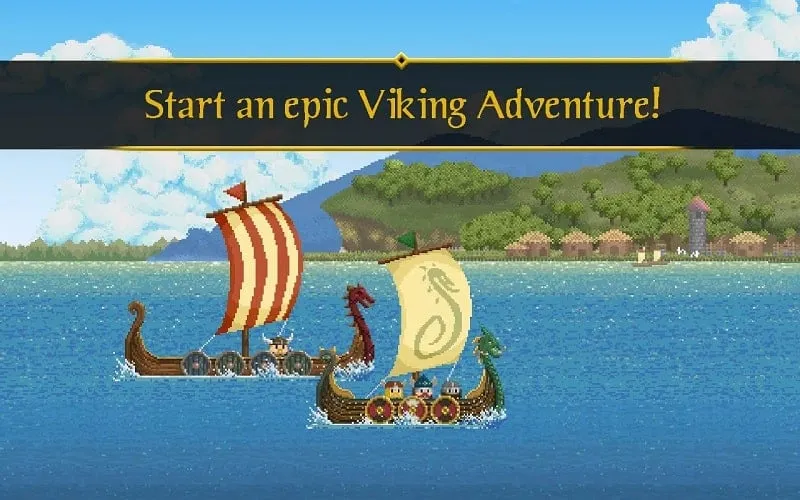 Tangkapan layar gameplay yang menampilkan uang tak terbatas di The Last Vikings MOD APK.