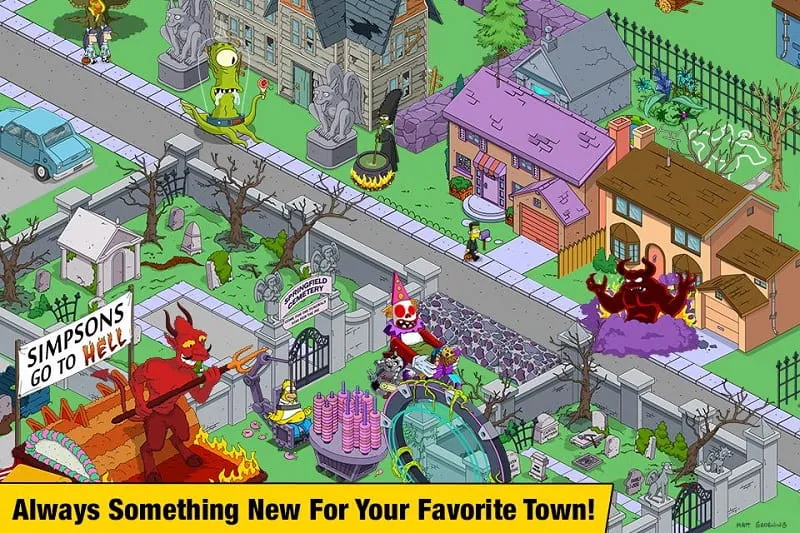 Various characters from The Simpsons in Tapped Out.