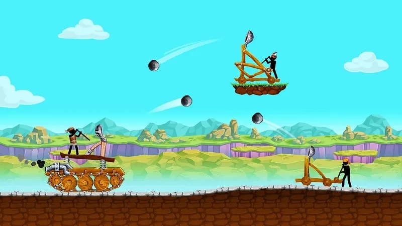 Main screen of The Tank game displaying the stickman character and tank.