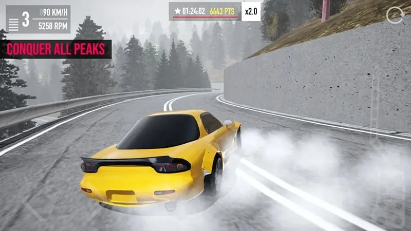 Tangkapan layar gameplay The Touge di perangkat Android.