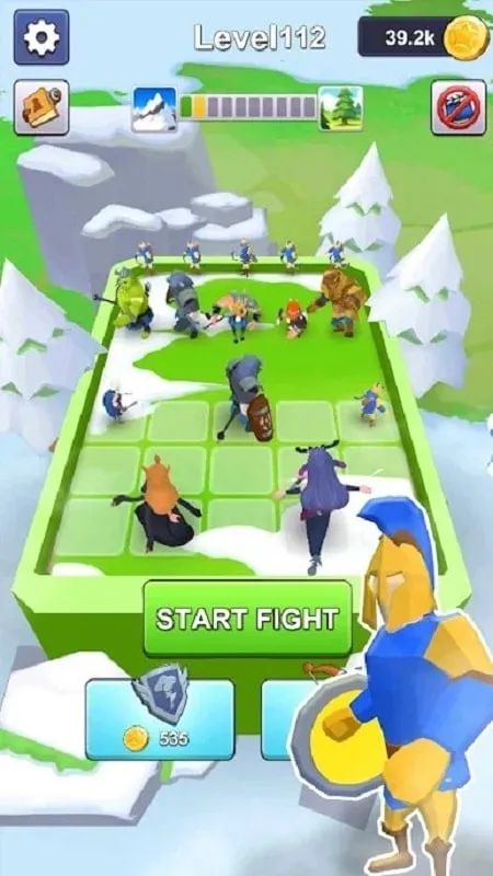 Fighting bosses in This War of Merge with upgraded units.