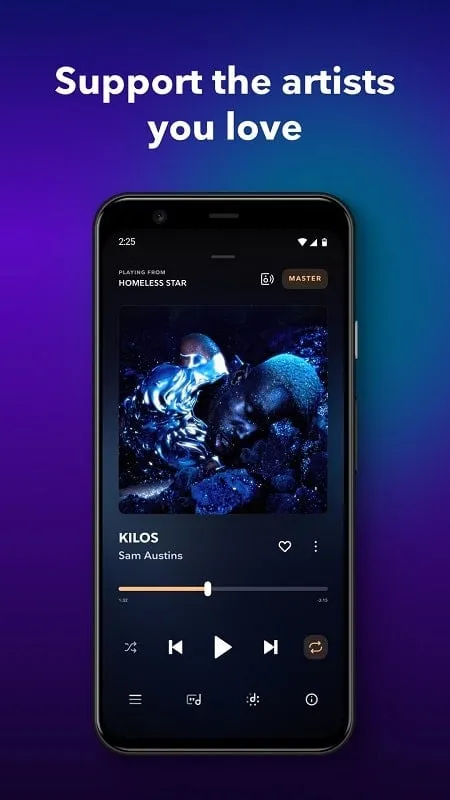 Giao diện TIDAL Music mod làm nổi bật tính năng phát lại ngoại tuyến