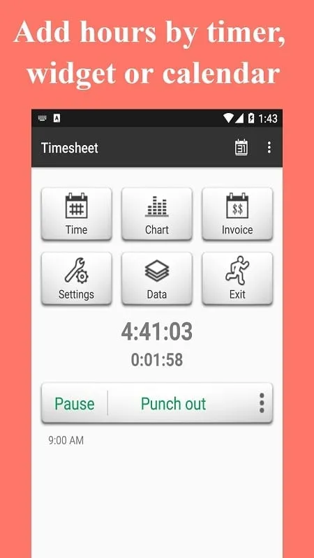 Ứng dụng chấm công Timesheet Work Hours Tracker bản mod