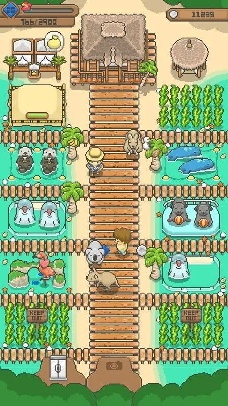 Decorating the farm in Tiny Pixel Farm.