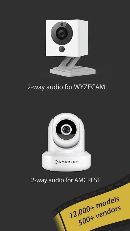 Screenshot of the tinyCam Monitor PRO mod APK settings menu