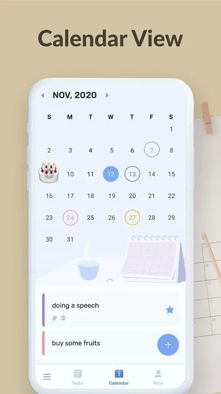 Mod de To Do List mostrando la integración del calendario