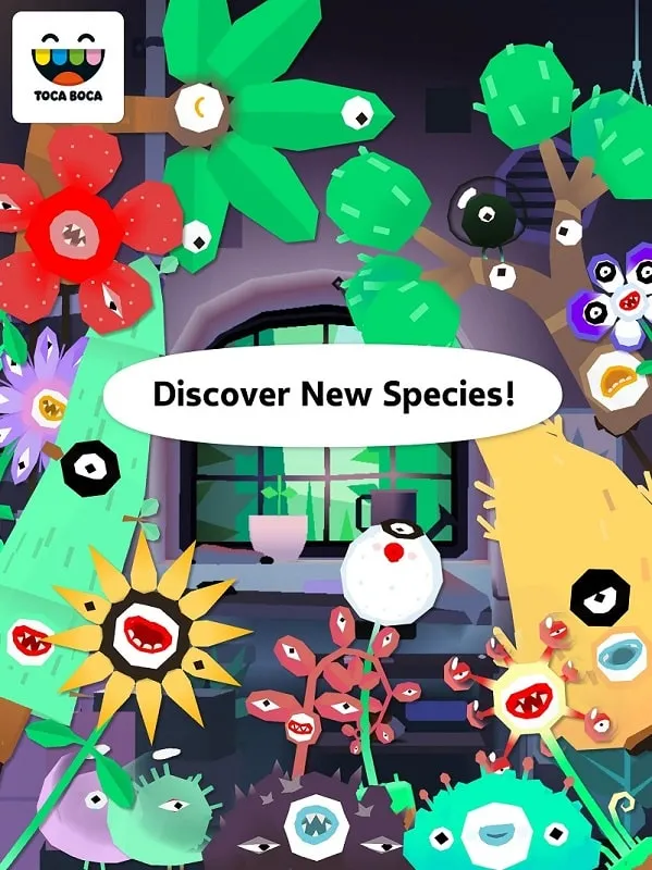 Exploring different plant species in Toca Lab.