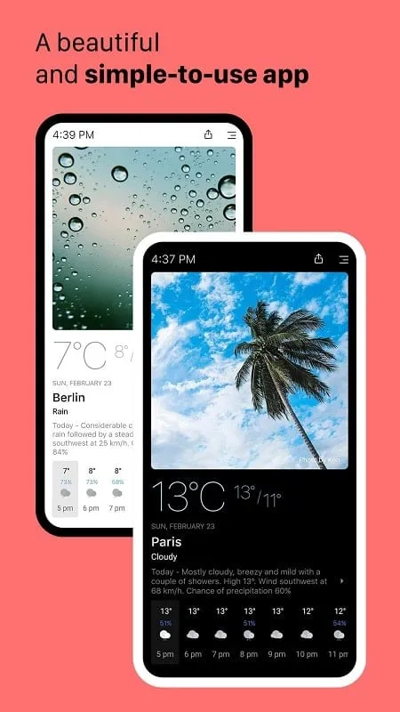 Interface do Today Weather mod mostrando recursos premium