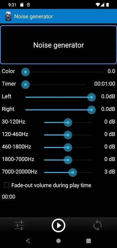 APK del mod Tone Generator PRO ejecutando una prueba de sonido