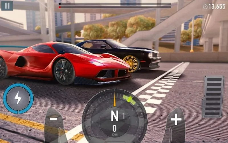 Screenshot da jogabilidade mostrando a pista de corrida no Top Speed 2.