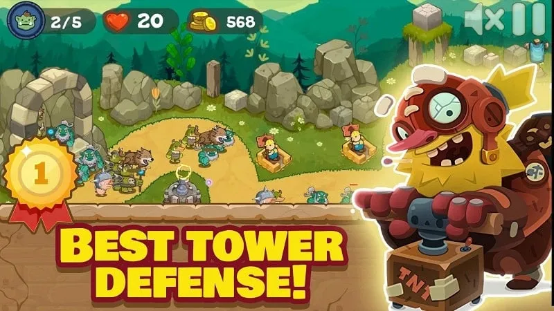 Hình ảnh hiển thị tính năng vô hạn tiền trong Tower Defense Realm King Hero MOD.