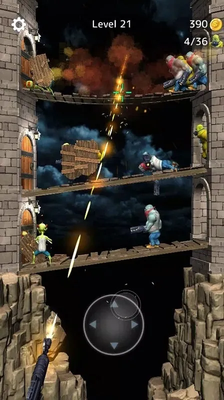 Selecting weapons from the arsenal in Tower Gunner to combat the zombie threat.