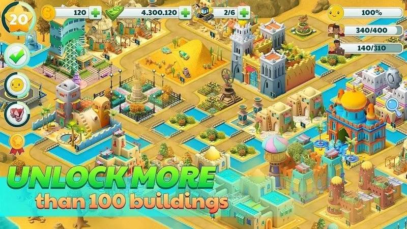 Hình ảnh tiền và tài nguyên trong game Town City phiên bản MOD.