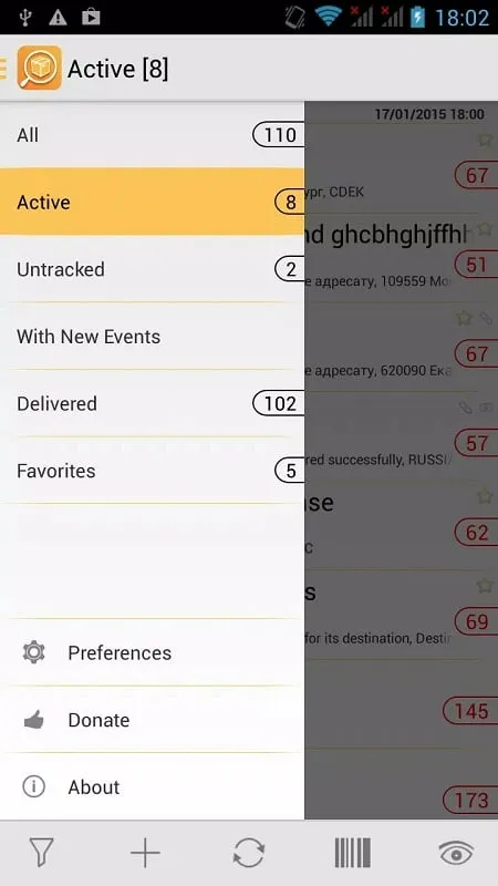 Contoh penggunaan aplikasi TrackChecker Mobile