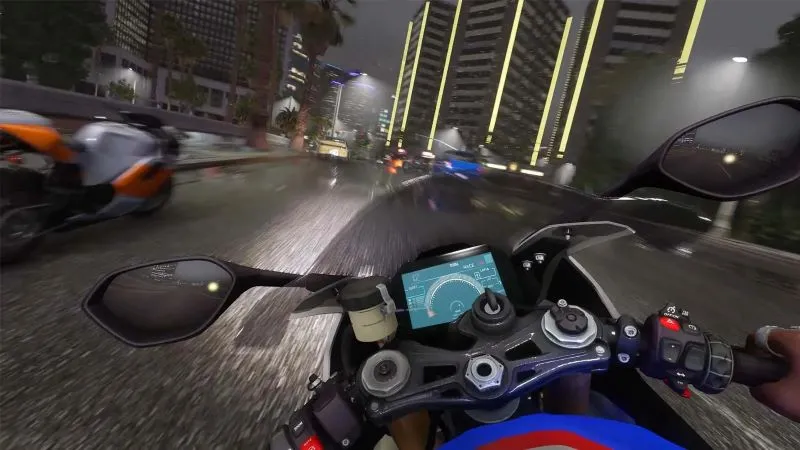 Seleccionando una motocicleta en Traffic Moto Bike Rider City MOD APK.