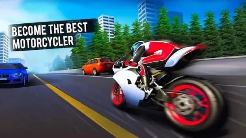 Hình ảnh xe máy đang chạy trên đường cao tốc trong Traffic Moto Racing 2024.