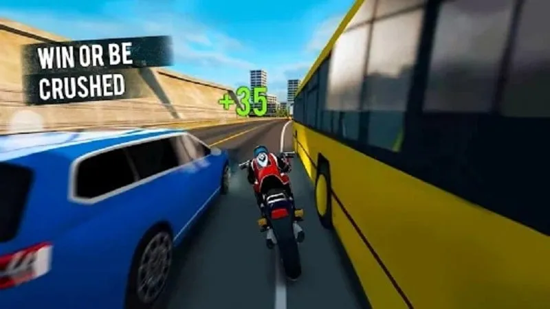 Ảnh chụp màn hình gameplay của Traffic Moto Racing 2024 hiển thị tiền tệ trong game và các tùy chọn nâng cấp.