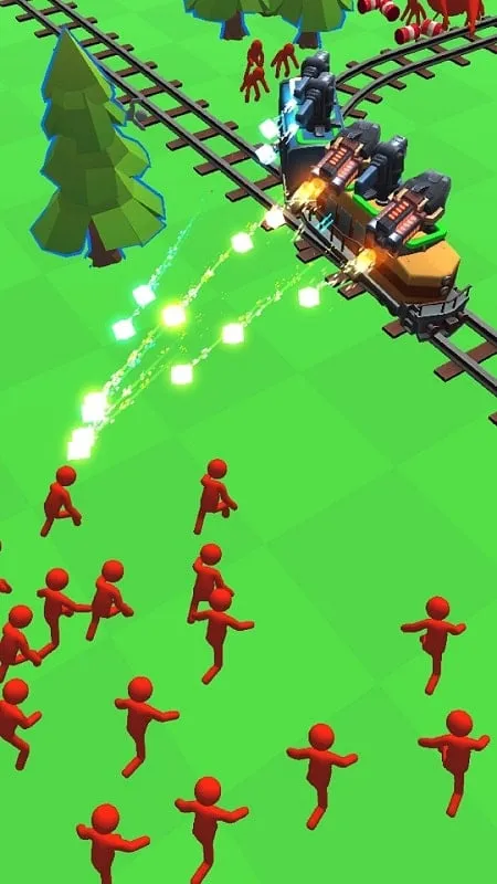 Utilizing environmental hazards in Train Adventure to defeat zombies.