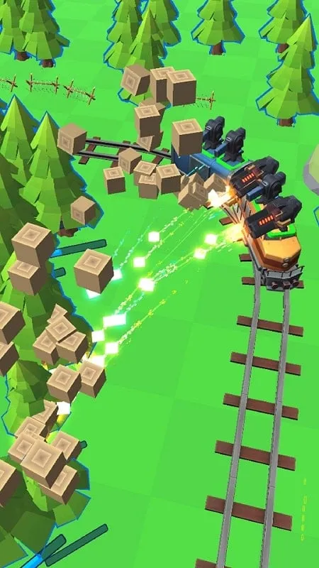 Upgrading turrets in Train Adventure using unlimited gold.