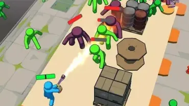 Defending the train from a zombie horde in Train Defense.