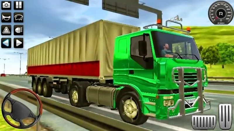 Captura de pantalla del juego que muestra dinero ilimitado en Truck Simulator Europe MOD APK.