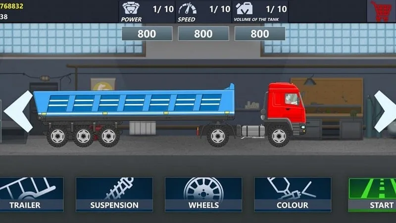 Hình ảnh xe tải trong game Trucker Real Wheels Simulator đang vượt địa hình hiểm trở.