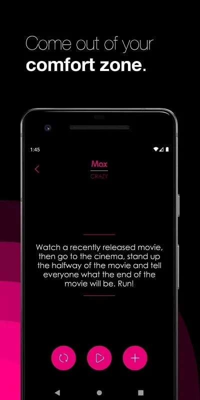 Example of the Truth or Dare game interface on a mobile device.